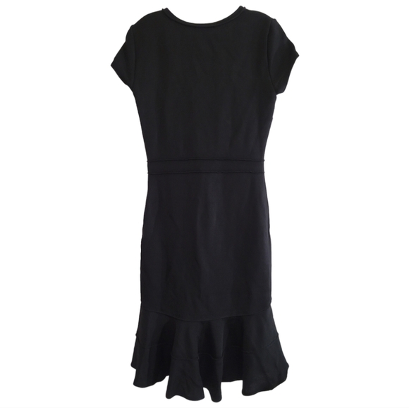 Zara Woman Ponte Knit Ruffle Hem Mini Dress Black Medium Little Black Dress LBD - Picture 6 of 8